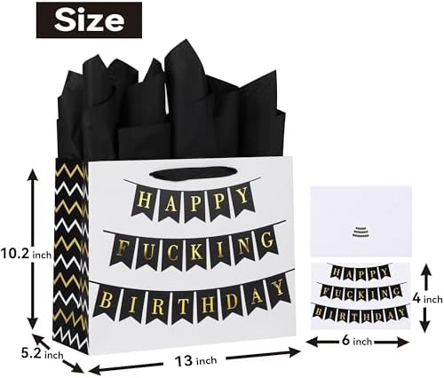 Qirrmiy 13" Large White Gift Bag Set with Greeting Card and Tissue