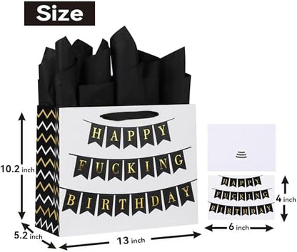 Qirrmiy 13" Large White Gift Bag Set with Greeting Card and Tissue