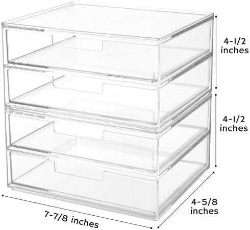STORi Stackable Desk Drawer Organizer, Clear Pen Pencil Makeup Brush