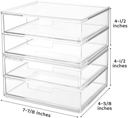 STORi Stackable Desk Drawer Organizer, Clear Pen Pencil Makeup Brush