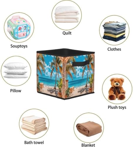 Fabric Storage Bins Closet Storage Bins - Beach Landscape Tropic Ocean