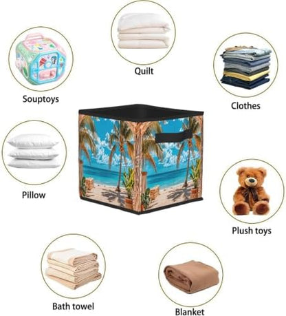 Fabric Storage Bins Closet Storage Bins - Beach Landscape Tropic Ocean