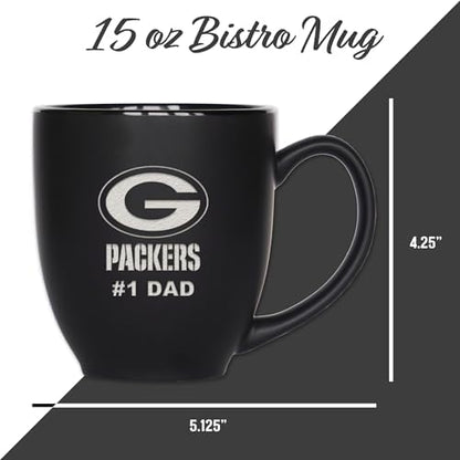Rico Industries NFL Football #1 Dad 15oz Laser Engraved Matte Black