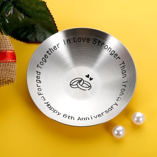 TI-EDC 6th Anniversary Iron Gifts for Her and Him - 4" Ring Holder