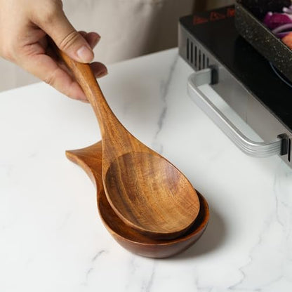 Acacia Wood Spoon Rest Spoon Holder for Stove Top, Utensil Holder for