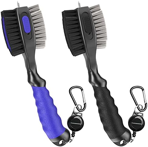 THIODOON 2 Pack Golf Club Brushes and Groove Cleaner 2 ft Retractable