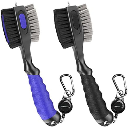 THIODOON 2 Pack Golf Club Brushes and Groove Cleaner 2 ft Retractable