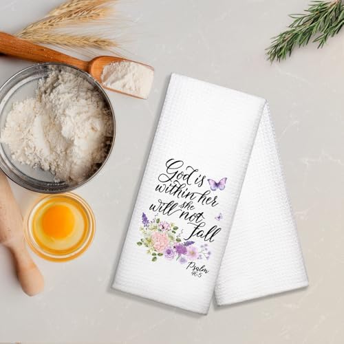 DYJYBMY God is Within Her Will She Not Fall Religious Kitchen Towel