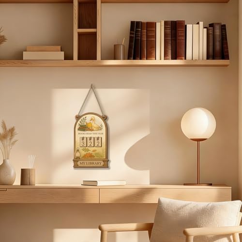 Silly Goose Books Read This Year Counter, Wooden Reading Tracker Sign