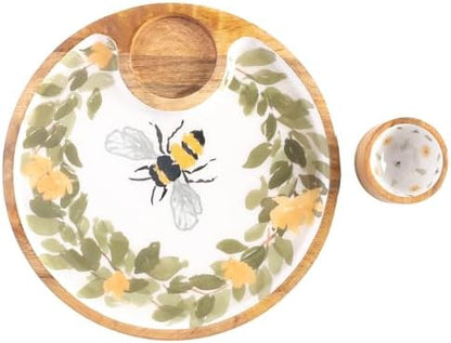 Boston International Round Platter Mango Wood Serving Dish with
