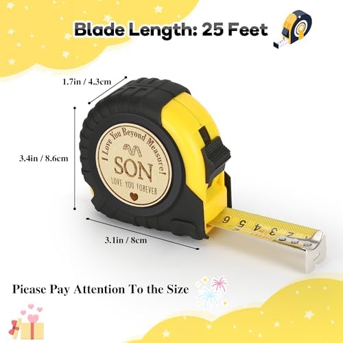 Cool Son Birthday Gifts from Mom Dad, 25 FT Tape Measure Tool