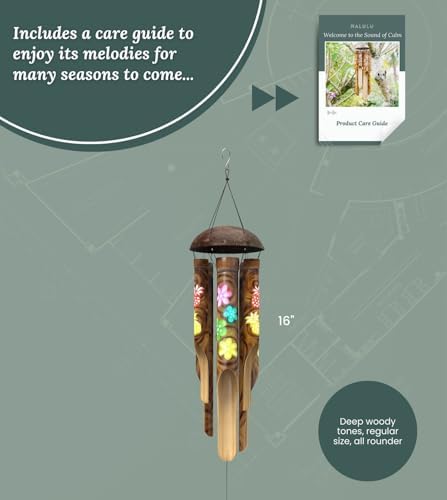 Nalulu Piney Bamboo Wind Chimes - Outdoor Wood Wooden Windchimes