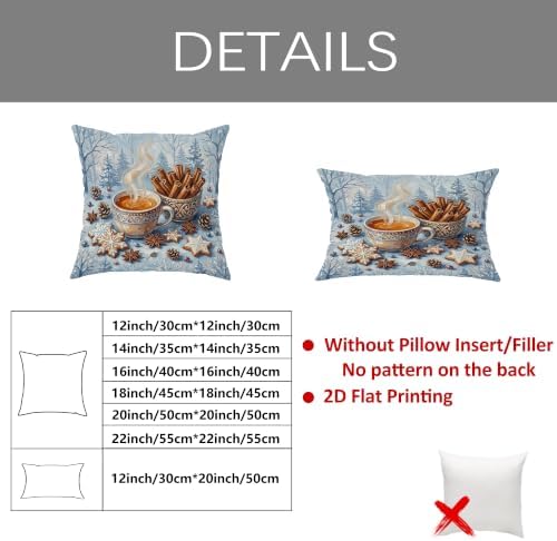 Winter Hot Cocoa Coffee Theme Christmas Throw Pillow Covers 12x12 Set