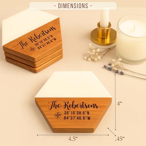 Personalized Wooden Coasters – Handmade Drink Coaster, Custom Wedding