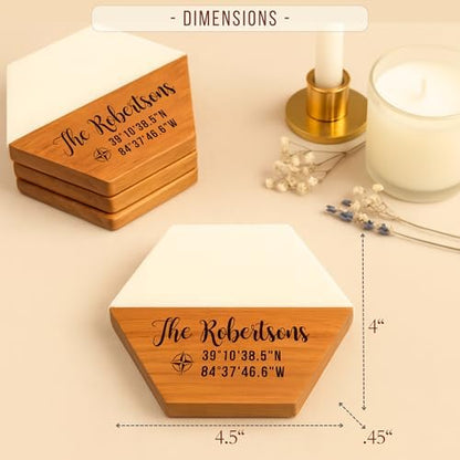 Personalized Wooden Coasters – Handmade Drink Coaster, Custom Wedding