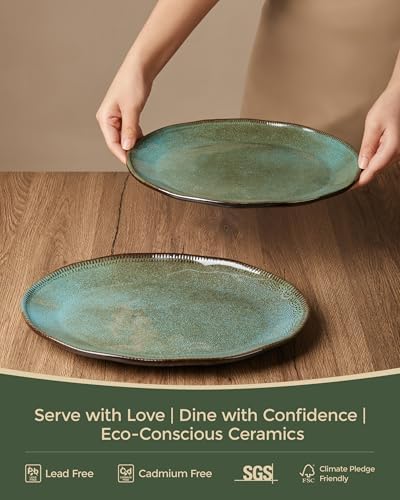 Pokini Stoneware Serving Platters, Oval 13.18/11.92 inch Serving
