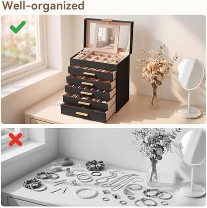 Brothersbox Large 6-Layer Jewelry Storage Box Organizer for Women