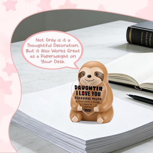 Funny Sloth Figurine Gift for Daughter, Motivation Sentimental Present