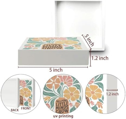 Boho Floral Teacher Wooden Box Sign Decor,Teacher Appreciation Gifts