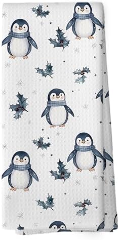 Winter Penguin Kitchen Towels Penguin Christmas Dish Towels, Winter