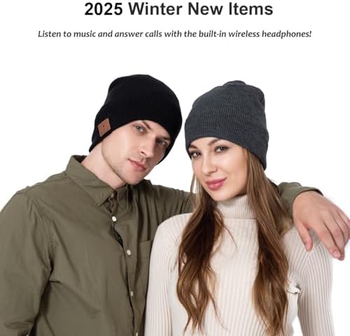 beanie Bluetooth, MUSICBEE Bluetooth V5.2 Wireless Knit Winter Cap, 30