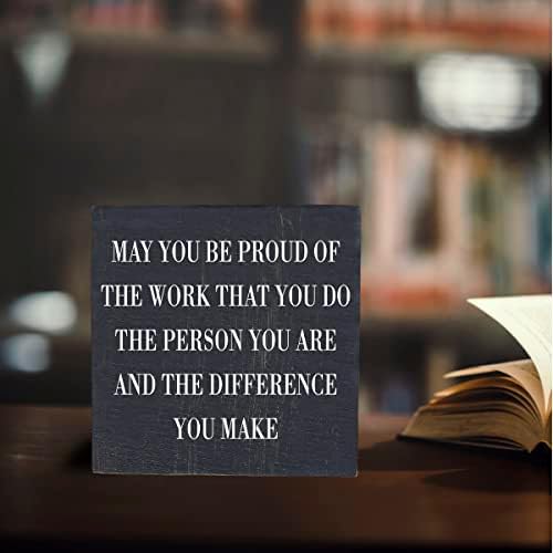 Inspirational Desk Decor Wooden Box Sign Thank You Employee Gift