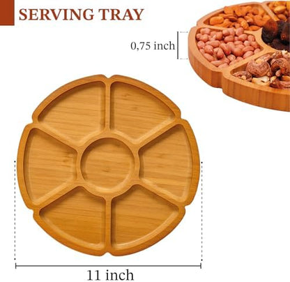 Custom Engraved Bamboo 11" Serving Tray – Personalized 7-Divided
