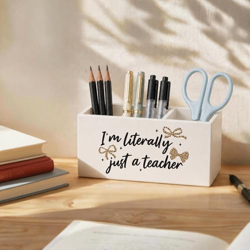 Teacher Appreciation Gifts Wood Pencil Pen Holder for Desk, Back to