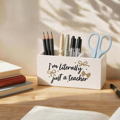 Teacher Appreciation Gifts Wood Pencil Pen Holder for Desk, Back to