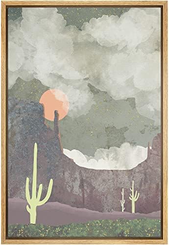 SIGNFORD Framed Canvas Print Wall Art Cloudy Desert Landscape with