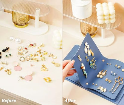 QBestry Earring Holder Organizer Book for Travel, 42 Pairs Stud