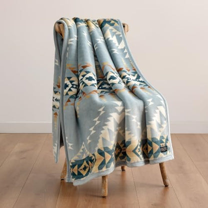 Pendleton Bridge Creek Fleece Throw Blanket for Sofa, 50" x 70", Blue