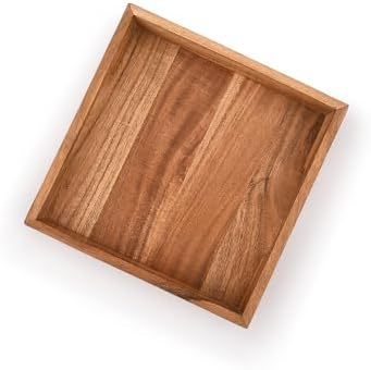 Samhita Acacia Wood Serving Tray with Handles,Wooden Serving Tray