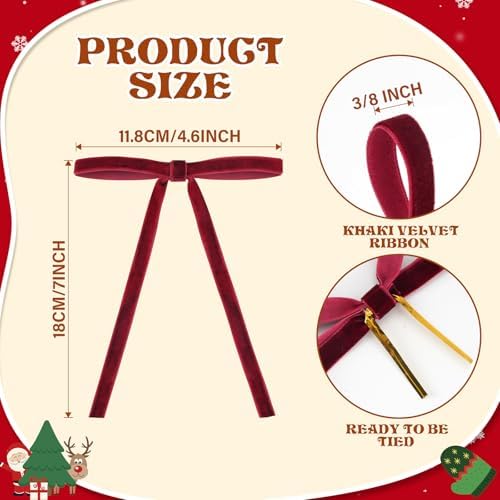 Babycop 24 Pcs Red Velvet Christmas Ornaments, Vintage Christmas Decor