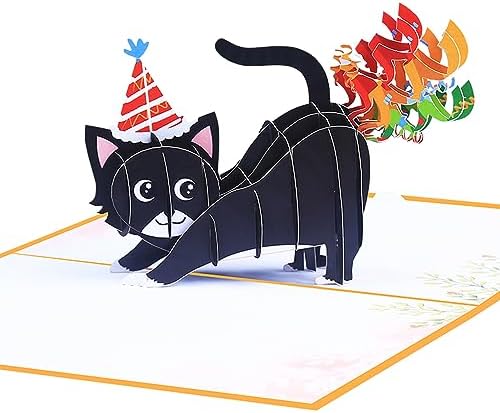 ROBBEAR Funny Cat Pop Up Birthday Card, Funny 3D Birthday Cards for