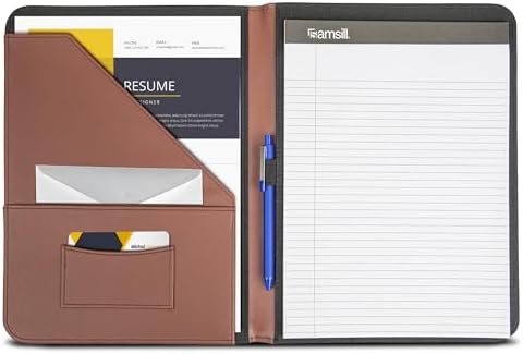 Samsill Contrast Stitch Leather Padfolio and Business Portfolio for