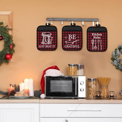 Bencailor 8 Pcs Christmas Pot Holders for Kitchen Hot Pad with Pocket