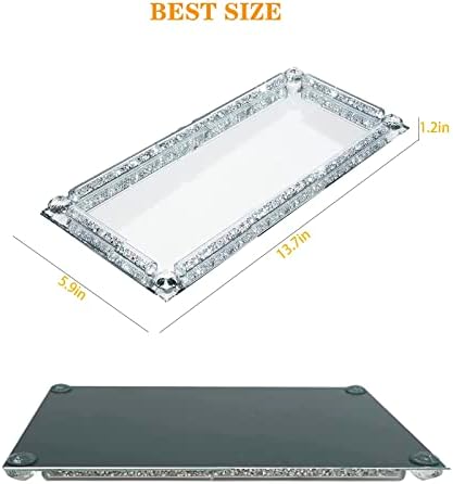 Crystal Glass Tray, 11.7"x5.9" Silver Rectangular Perfume Tray