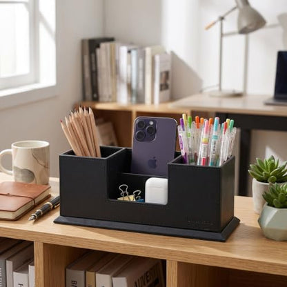 UnionBasic Desk Organizer, Desktop Caddy Leather Multi-compartment Pen