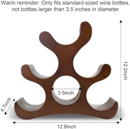 Countertop Wine Rack - 6 Bottle Wooden Wine Rack - Freestanding Wine