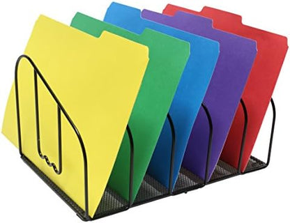 Deco Brothers File Sorter Organizer for Desk, 5 Sections, Black