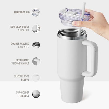 COKTIK 40 oz Tumbler With Handle and Straw, Insulated Tumbler With