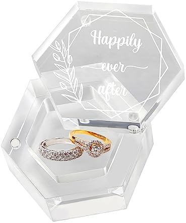 Engraved Wedding Ring Boxes for Ceremony Acrylic Ring Bearer Box for