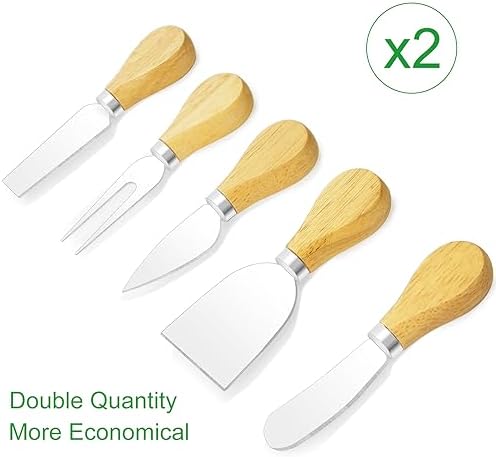 10 Pcs Cheese Knives, Wooden Handle Cheese Knife Set for Charcuterie