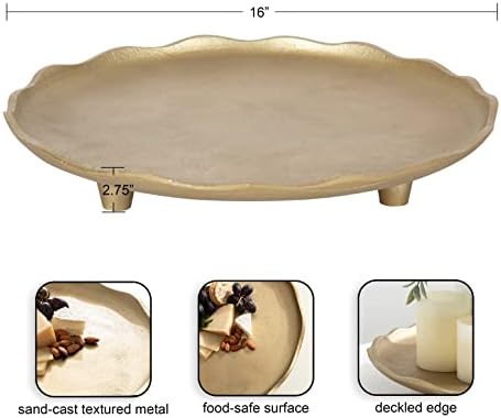 Kate and Laurel Alessia Modern Decorative Scalloped Round Footed Metal
