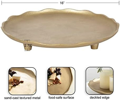 Kate and Laurel Alessia Modern Decorative Scalloped Round Footed Metal
