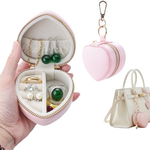Heart Shaped Jewelry Travel Case, Portable Ring Holder & Organizer