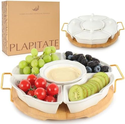 PLAPITATE Party Serving Trays and Platters, Ceramic Lazy Susan Serving