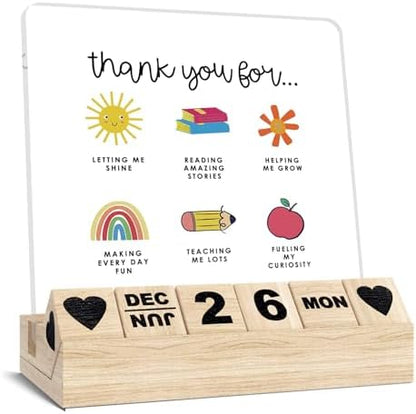 Teacher Appreciation Gifts, Wooden Block Calendar for Desk