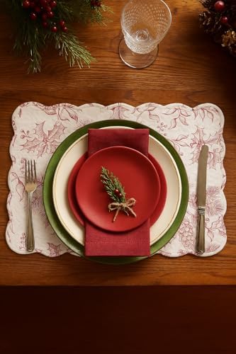 Cardinal & Winter Branches Vintage 100% Cotton Set of 6 Placemats 13"